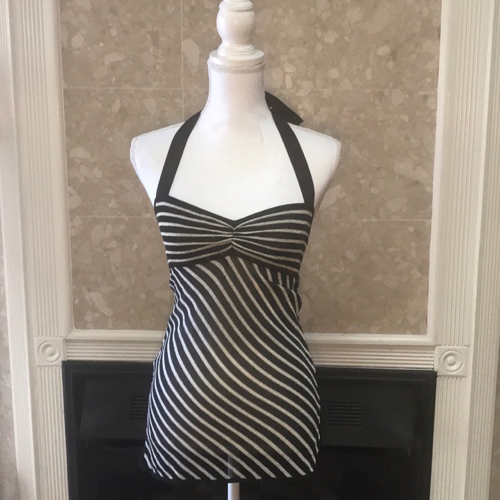 💎 Bebe shimmer striped halter neck top